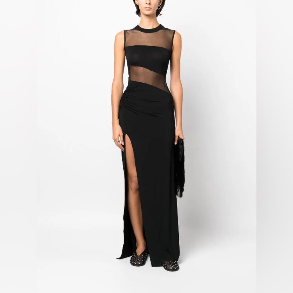 Nensi Dojaka Sheer Panel Long Dress